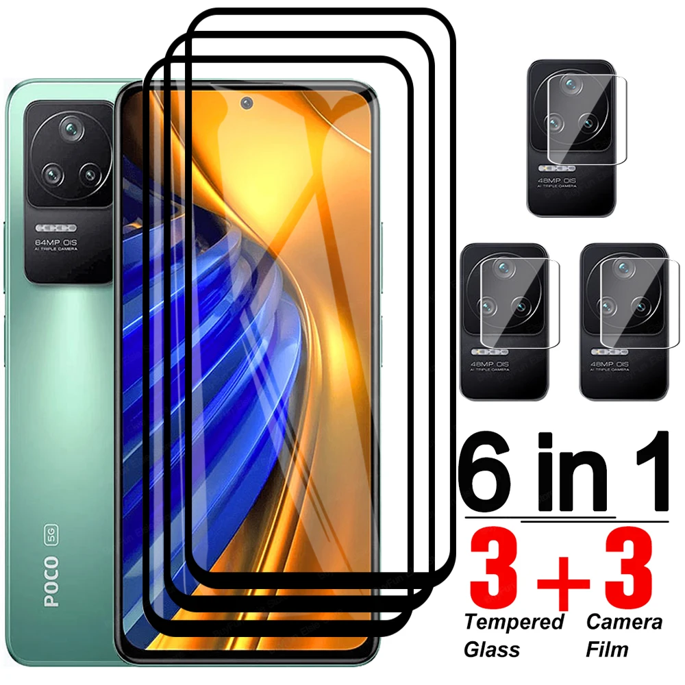 

Защитное стекло 6 в 1 для xiaomi, poco F4, 5G, 5G, F4, 5g, закаленное, с защитой от царапин