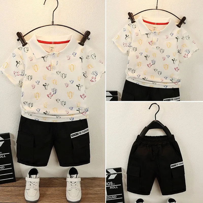 

Kids Boutique Clothing 2-13 Y Summer Baby Boys polo Clothes Sets Cotton T-Shit+Pants 2PCS Outfits 2022 New Hot Cartoon Wholesale