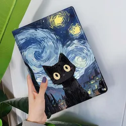Cartoon Van Gogh Cat Art Tablet Case for Galaxy Tab S11 (085PBA3802PBT)