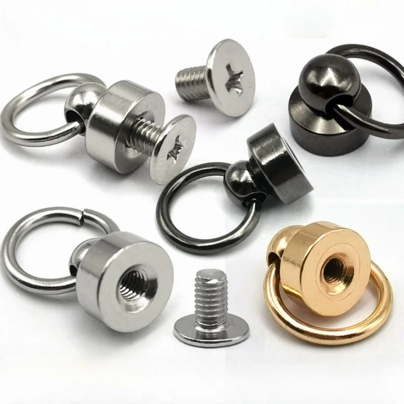 HEEPDD 20pcs Rivet Bricolage Cuir Artisanat 8mm Vis à Métaux Rivet Avec Anneau De Traction Boucle Boucles En Laiton Anneau Mamelon Ongles Assemblée Boulon Pour Bourse Portefeuille Sac à Main(Noir