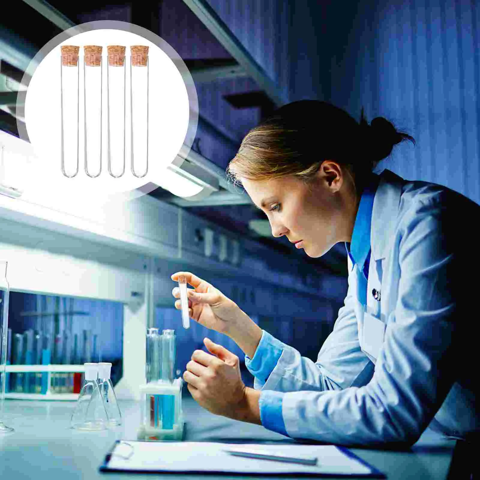 

Clear Test Tubes with Cork Stoppers Vials Container Sample Tubes for Candy Jewelry Beads Powder Scientific Experiments