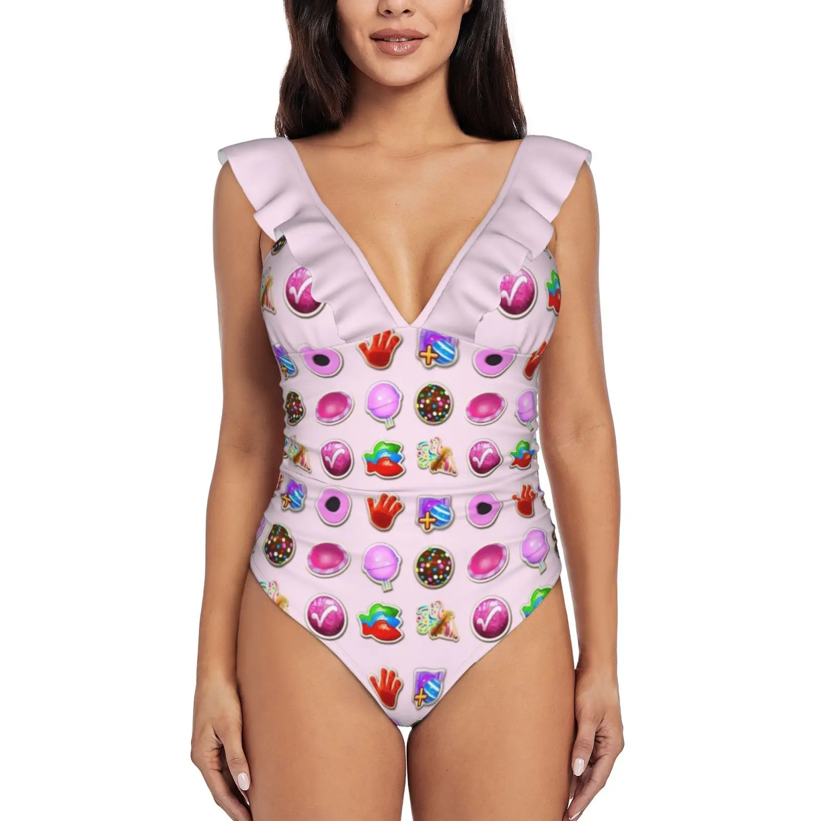 Booster Stash Candy Crush Costume Intero Donna Ruffle Costumi Da Bagno New Girl Beach Swimwear Candy Candy Crush Crush Saga