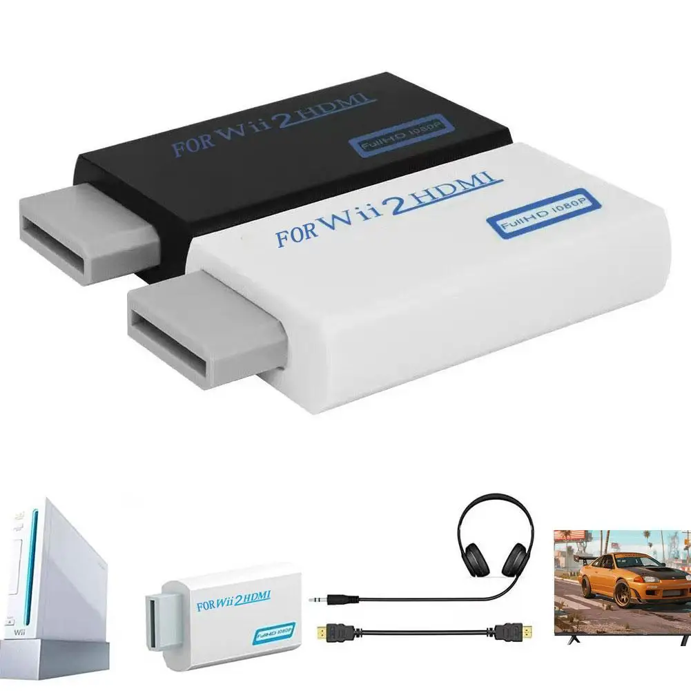 Conversor para console wii, adaptador compatível com hdmi full hd com cabo de áudio e vídeo de 3.5mm, 720p para pc, hdtv, monitor e display