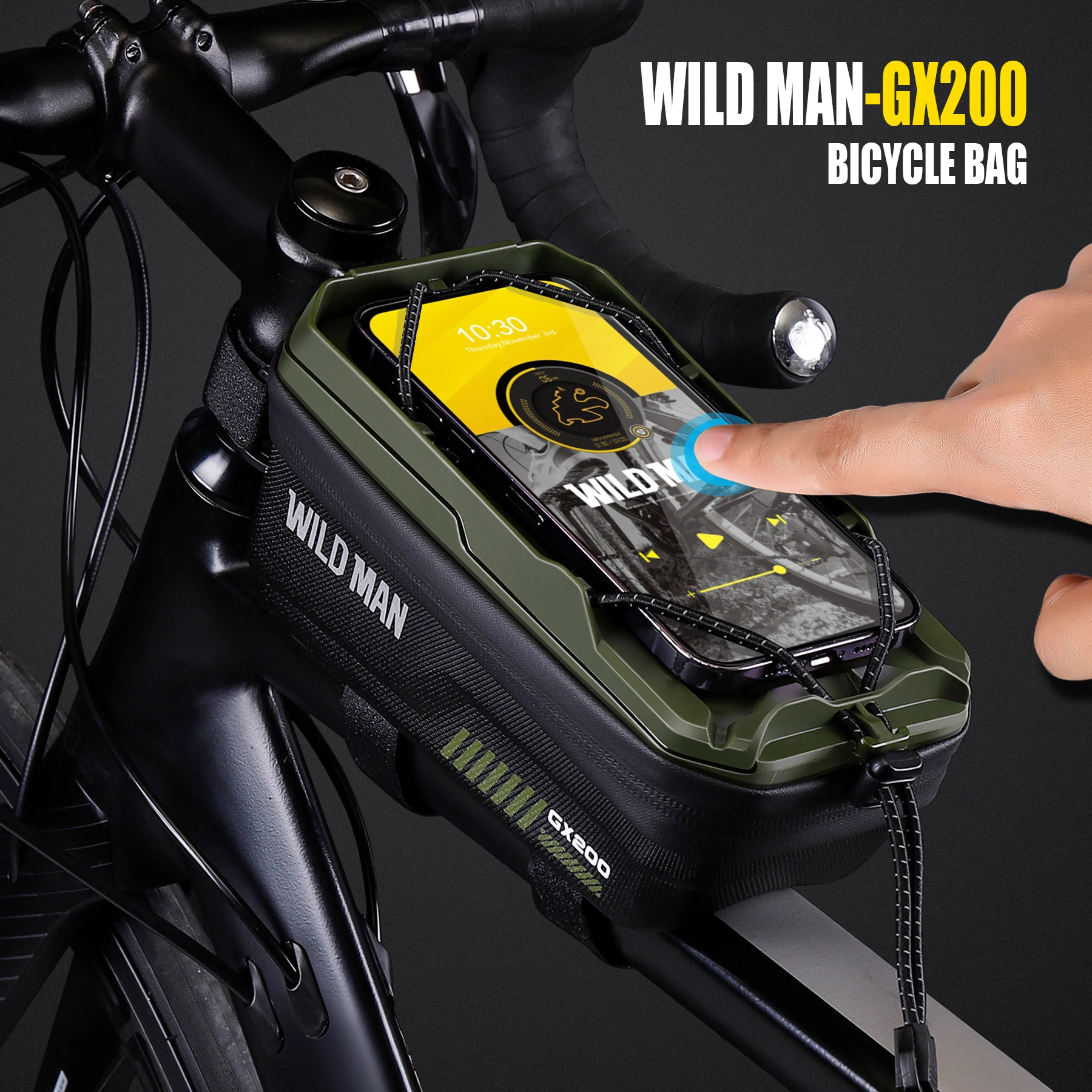 WILD MAN GX200 Hardshell EVA Mountain Bike Bag with Storage Pockets and Phone Holder