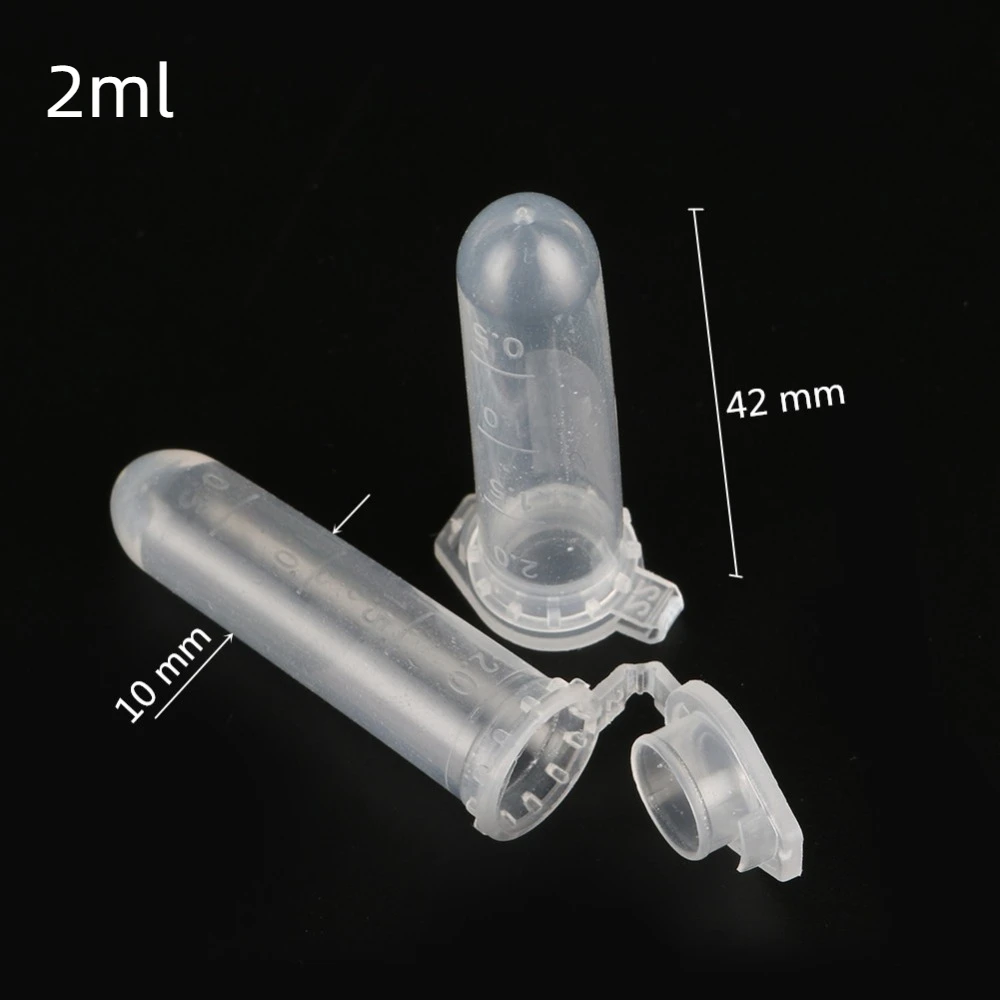 Plastic Test Tubes Centrifuge Tube 0.5/1.5/2 ML Clear Micro Plastic Test Tube Centrifuge Vial Snap Cap Container Laboratory Sample Specimen School Stationery
