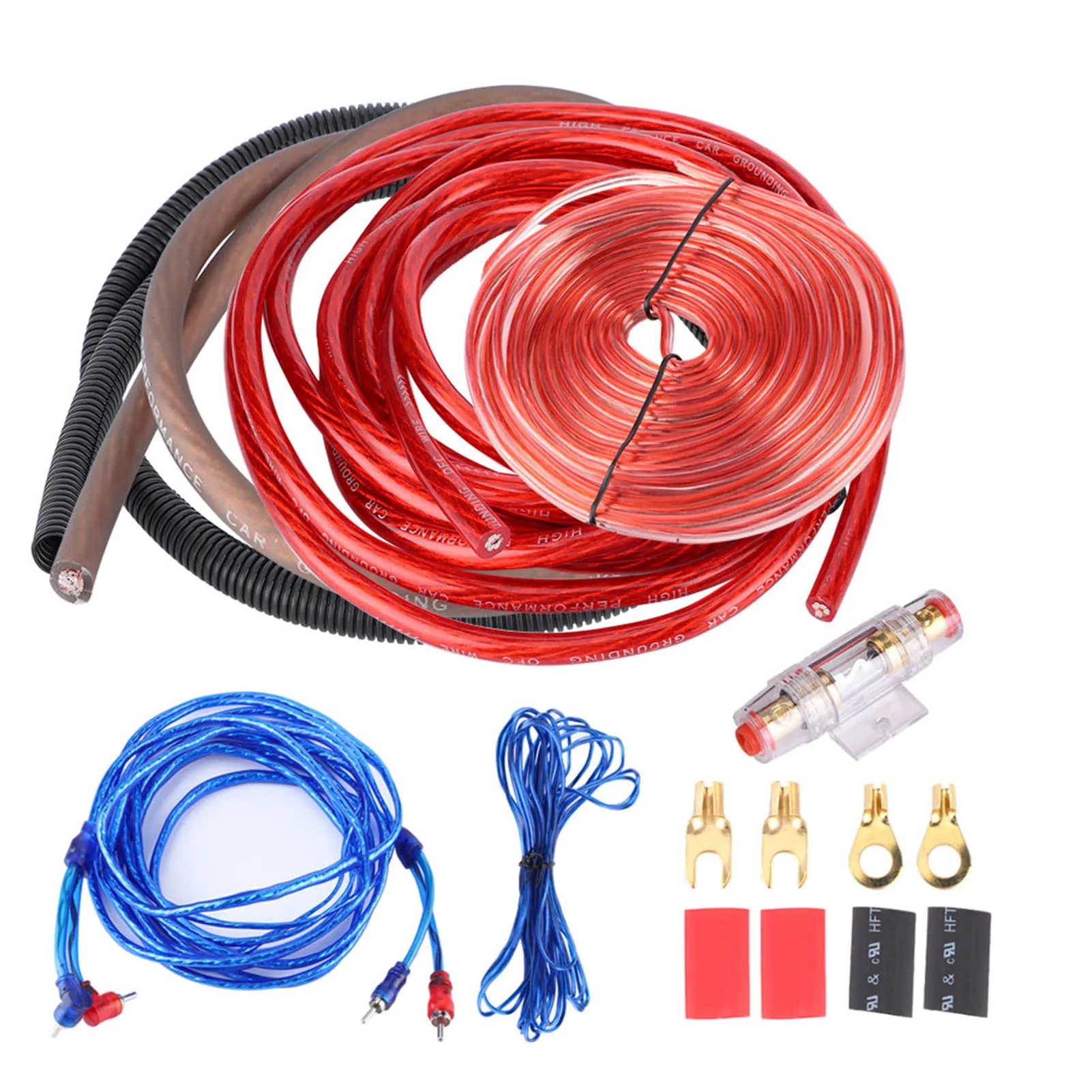 Car Stereo Accessories Car 4 Guage 2800W Car Audio Subwoofer Amplifier Speaker Installation Wire Cable Kit Fuse Suit Audio System Accessories Audio Speaker Cable Audio Speaker Wiring Kit Car Amplifier Wiring Kit