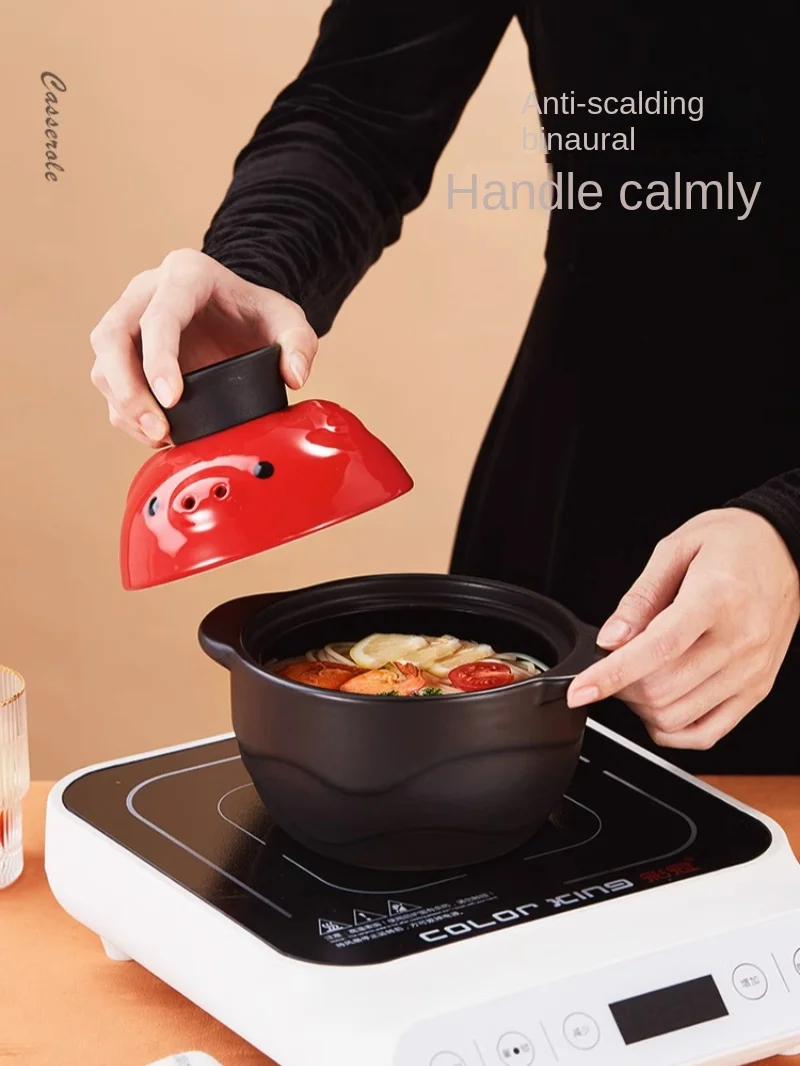 Old style Open Fire Heat-resistant Ceramic Casserole Stew Pot Rice Pot Household Gas Stove Open Fire Special Induction Cooker casserole pot