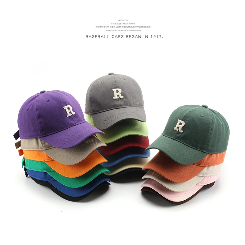

New Fashion Cotton Baseball Cap for Women and Men Letter R Snapback Hat Casual Hip-Hop Hat Summer Visors Caps Unisex