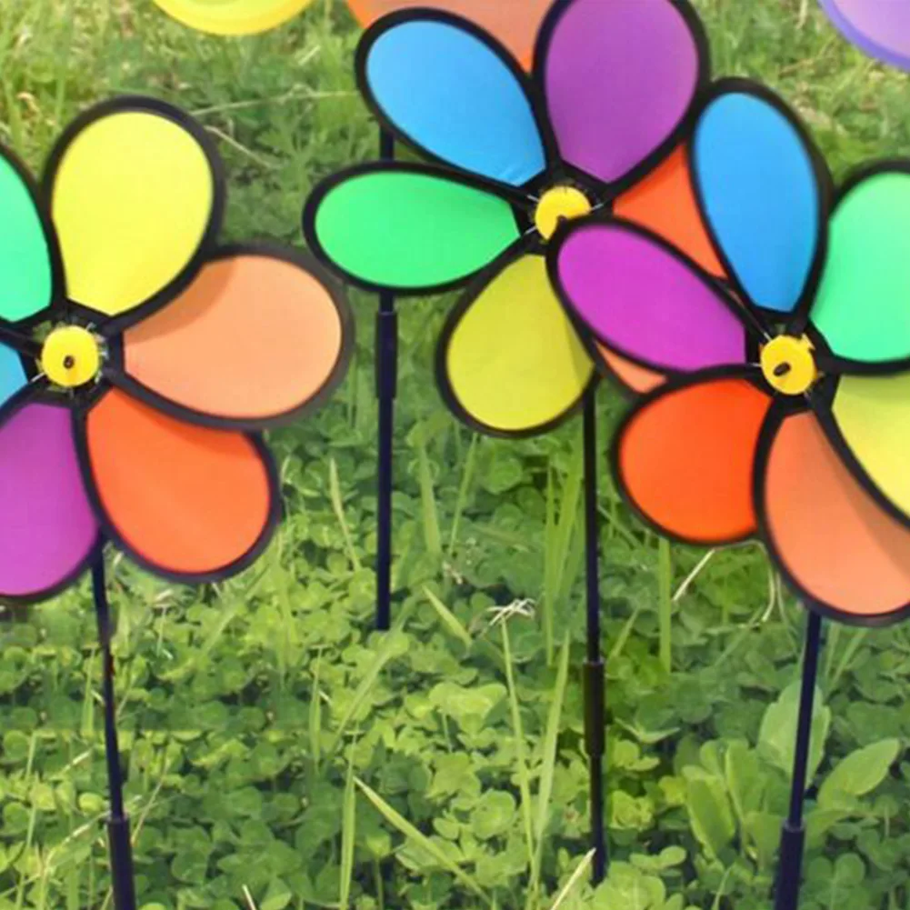 5-1pcs Sunflower Windmill Spinner Colorful Flower Spinners Portable Outdoor Garden Decor Lawn Yard DIY Windmill Cloth Kids Toy