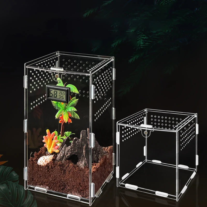 

Acrylic Reptile Terrarium Insect Tarantula Enclosure Tank Snail Spider Habitat Cage Isopod Lizards Roacng Case Landscaping Décor