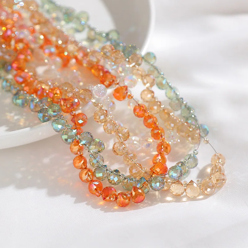 10pcs 8*9mm Transparent Water Drop Shaped Crystal Bead Loose Spacer