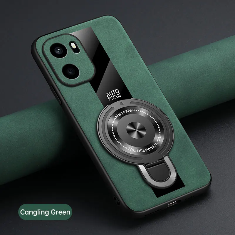 Luxury Shockproof Silicone Leather Case with Magnetic Ring Holder