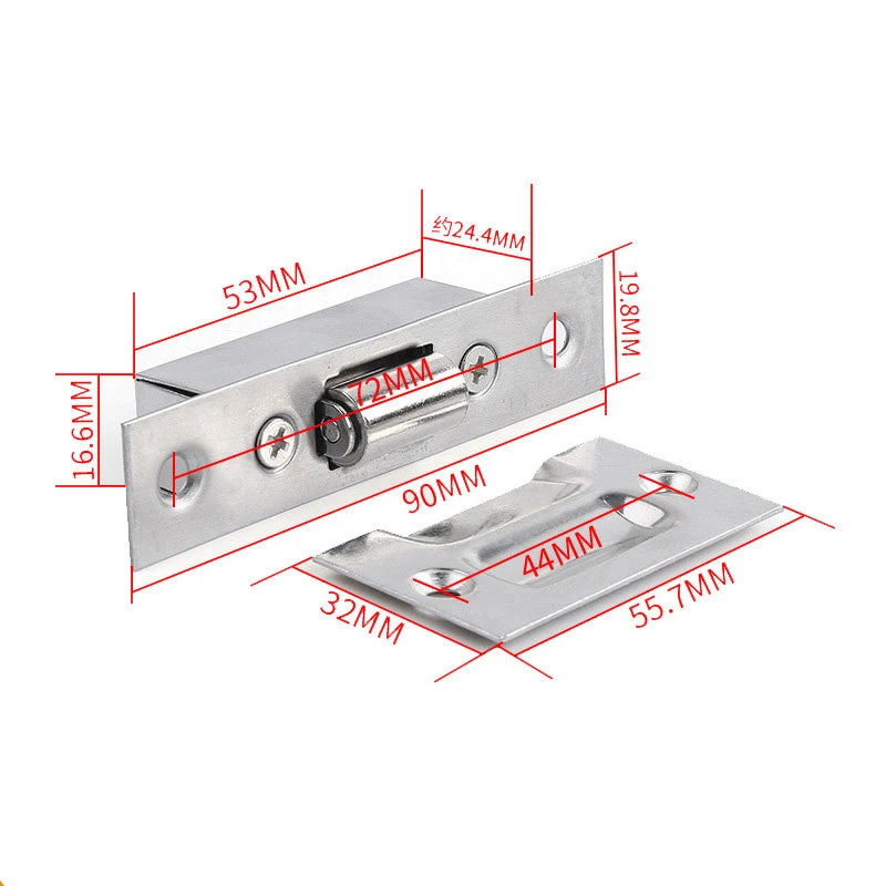 1PCS High-quality Furniture Hardware Hidden Gold Door Stops Stainless Steel Latches Cupboard Cabinet Roller Latch Lock_voghion.com