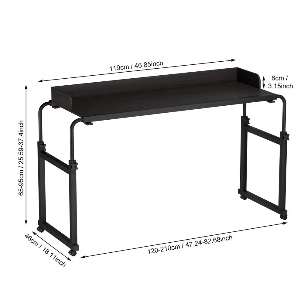 Rolling Bed Table With Wheels, Adjustable Height Over Bed Table, Mobile Computer Desk, Standing