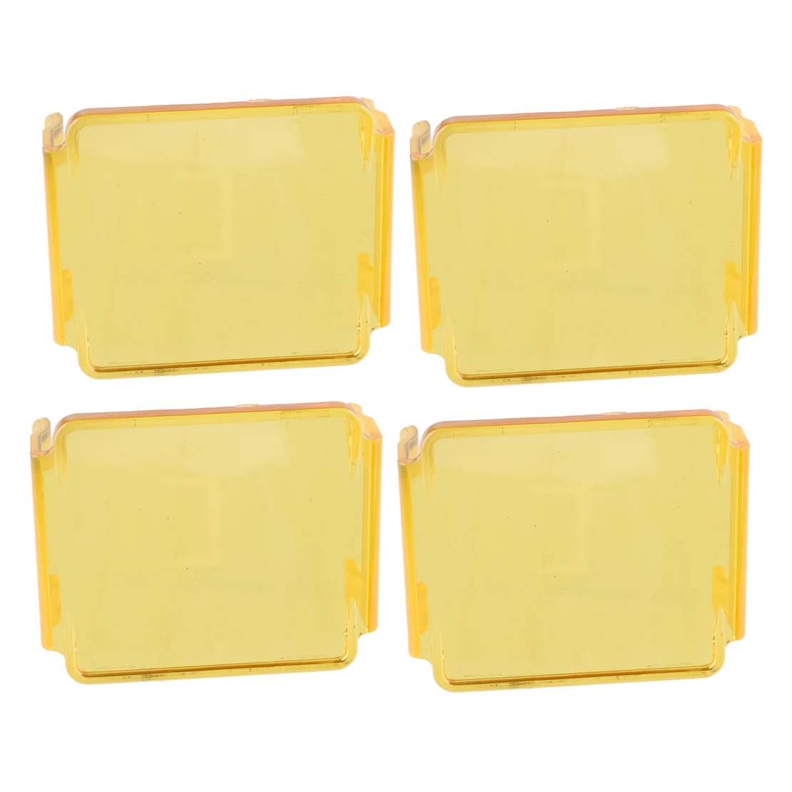 노란색 4pcs 보호 렌즈 커버 3x3 인치 스퀘어 큐브 포드 LED 작업 표시 줄 안개 램프 운전 라이트