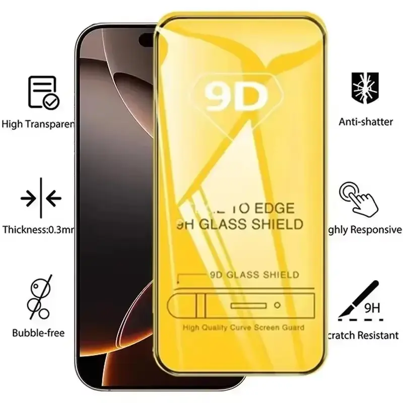1-5PCS 9D Full Cover Tempered Glass For iPhone 17 16 15 11 12 13 14 18 Pro Max 16E Screen Protector For iPhone 13 Mini XR XS Max - Image 3