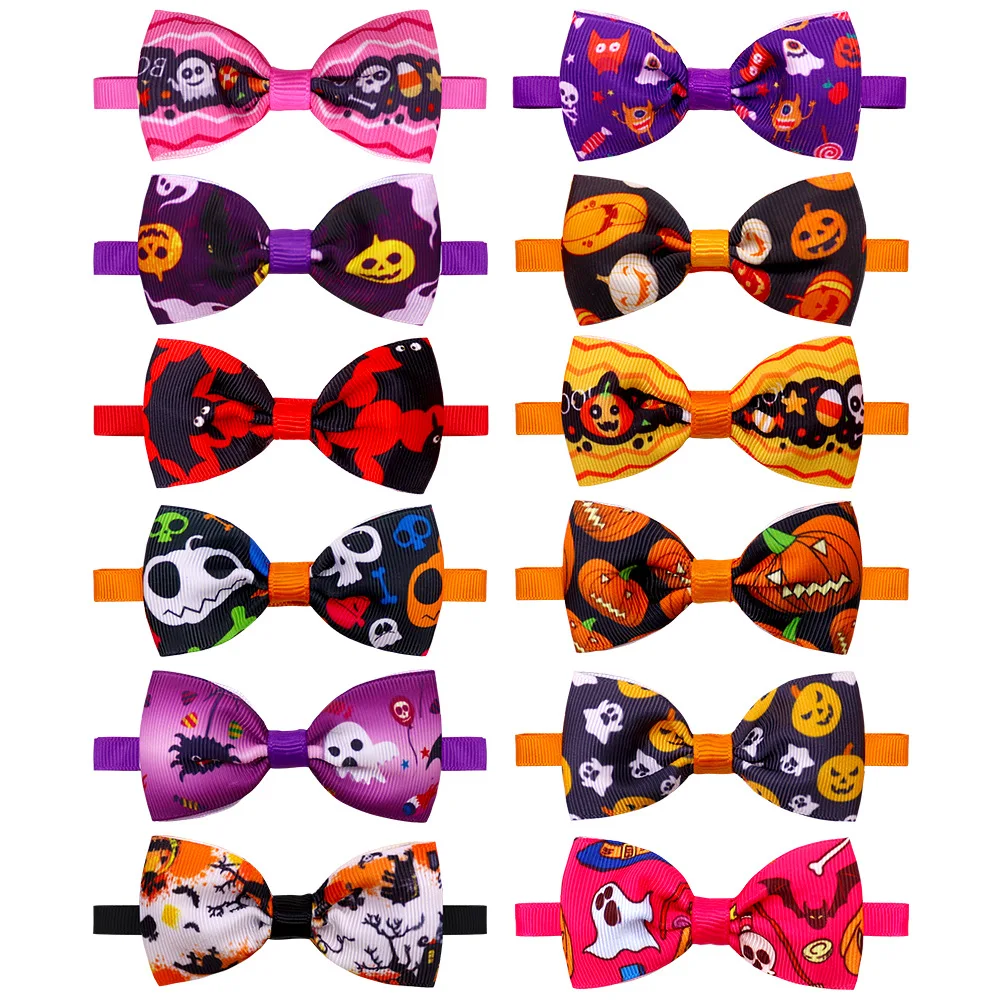 1pcs Halloween Dog Bowties Accessories Pumpkin Ghost Pet Cat Dog Bowtie Ties Puppy Dog Bowtie Collar Pet Holiday Supplies
