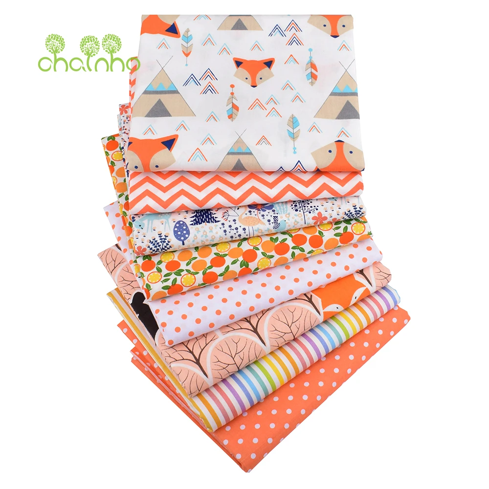 Chainho,Orange Cartoon Series,Printed Twill Cotton Fabric,Patchwork Cloth,For DIY Quilting Sewing Baby&Child Bedclothes Material