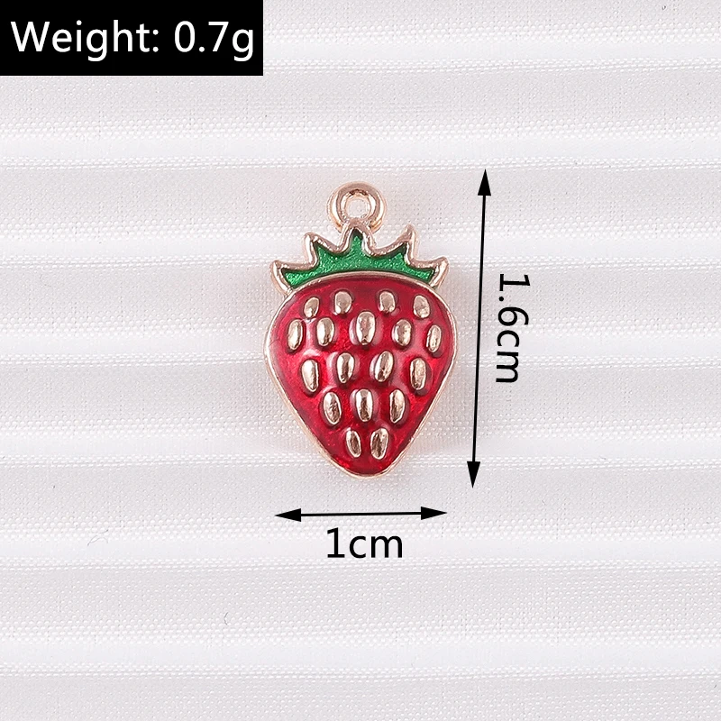 10 Stück Mix Emaille Früchte Charms Kirsche Ananas Apfel Pfirsich Anhänger für Halskette Ohrring Armband DIY Schmuckherstellung Zubehör – Detail 23