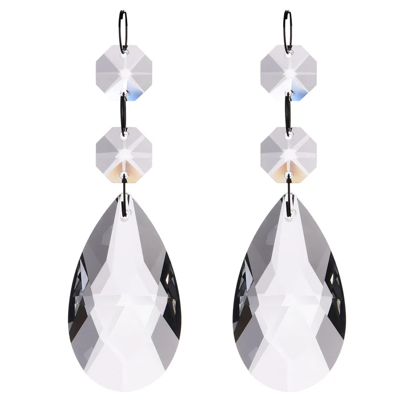 2Pcs Crystal Clear 38mm Chandelier Pendant Beads Chandelier Home Decor Rainbow Prism Sun Catcher Garden Wedding Room Decor