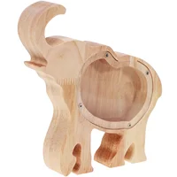 Elephant Piggy Bank Money Japanese Child Box with Counter Kids for Adults Animal Coin Wooden Cash Children 1