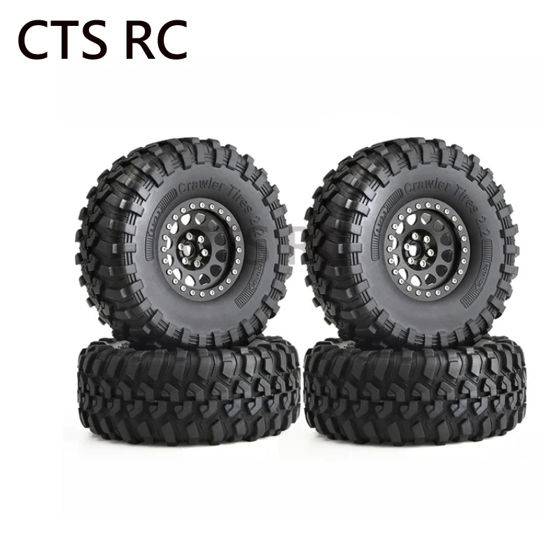 

RC Car Metal 2.2" Beadlock Wheel Rim Tire Set 135mm for 1/10 RC Crawler Car Axial SCX10 Wraith RR10 Capra Traxxas TRX4 YK4082