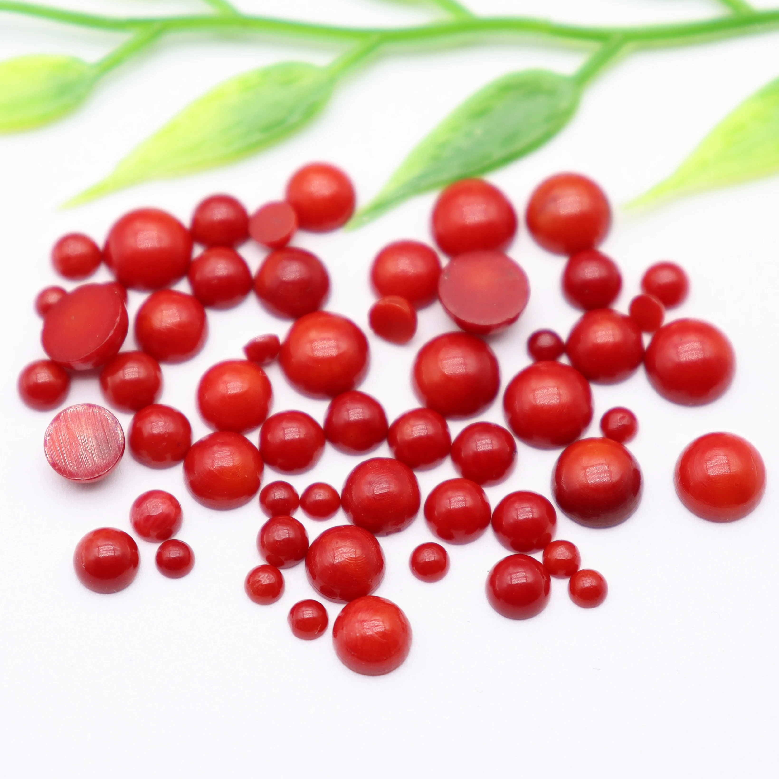 Natural Coral Bead Red Ring Face Semicircle Personality Exquisite Jewelry For Making DIY Necklace Earring Handmade Accessories