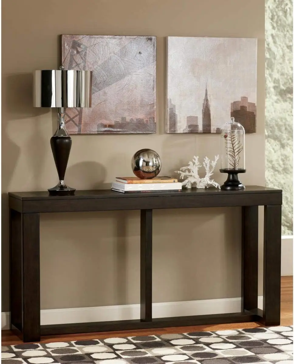 Design by Ashley Watson Mid-Century Rectangular Sofa Table, Dark Brown