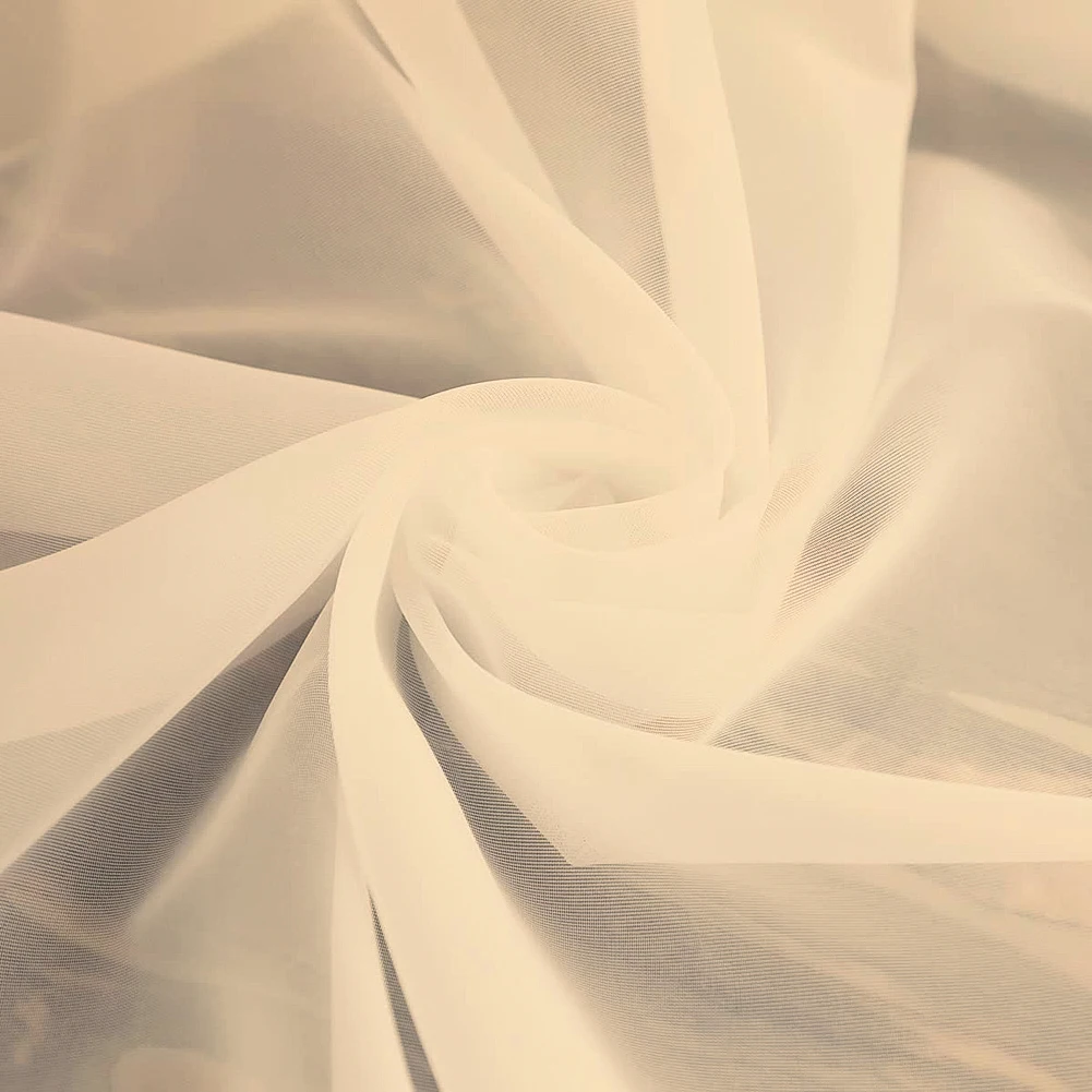 White Sheer Yarn Tulle Curtains