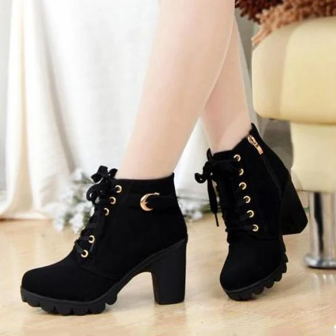 Botas de suela gruesa para mujer, zapatos descalzos informales a la moda,  botines cortos de plataforma Chelsea, color negro, novedad de primavera,  2022|Botas hasta el tobillo| - AliExpress