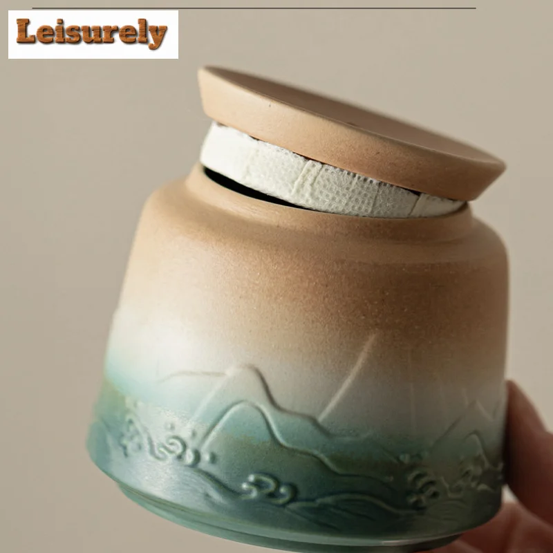 500ml Mountain Sea Ceramic Master Cup with Lid Tea Cup with Inner Filter Large-capacity Separation Teacup Chinese Tea Supplies
