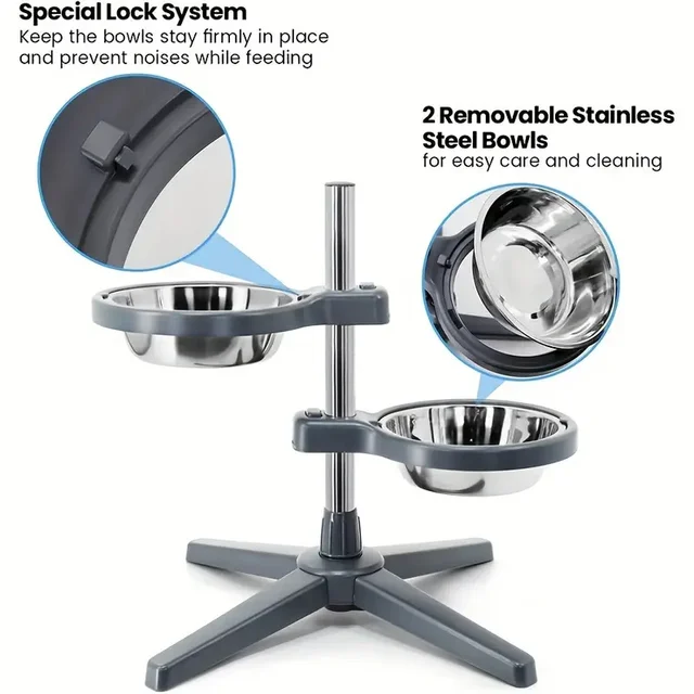 Lift dog bowl, detachable pet bowl, stainless steel food bowl, cat bowl, anti knock rack bowl, dog bowl 2