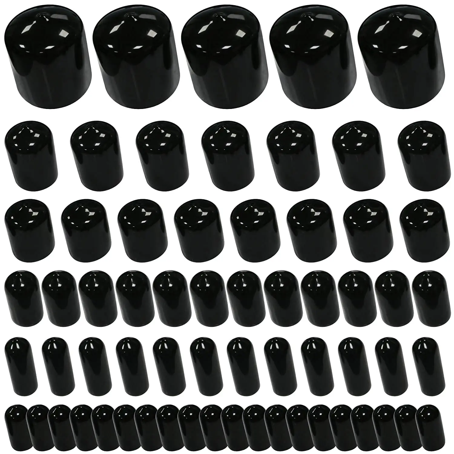 5/10/25/50PCS  Round Rubber End Caps 3-25mm Black Vinyl Cover Screw Thread Protectors Assortment Kit