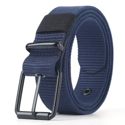 Unisex Canvas Pin Buckle Eyelet Belt - Stylish and Versatile Accessory - 130cm (Blue)