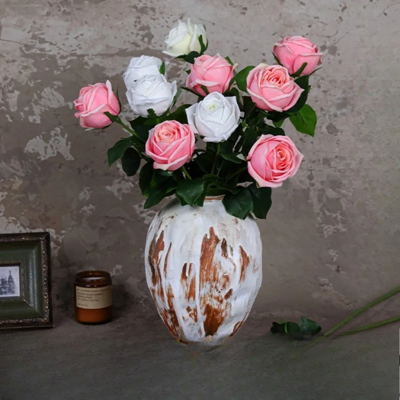 5/6 Stück Simulierte Rosenknospen Realistische Rosa Blumen Büro-Dekoration Künstliche Edelstein-Rosen Kunstblumen Raumdekoration