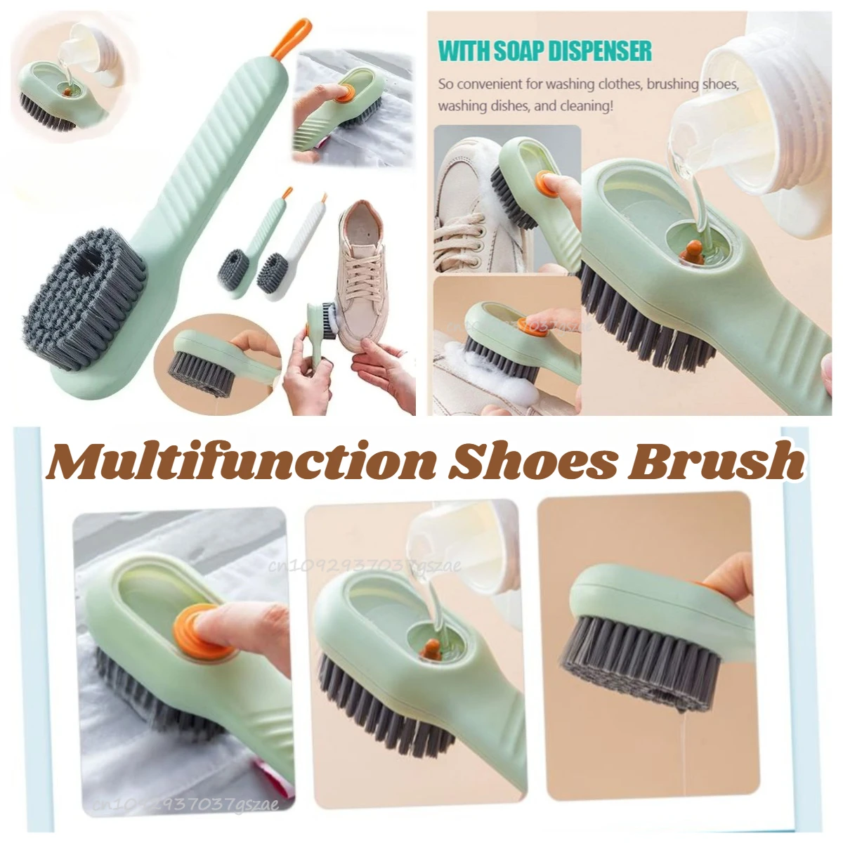 다기능 자동 스팟 슈 브러시 부드러운 털 손압식 걸이 구멍 의류 카펫 플라스틱 손잡이에 적합