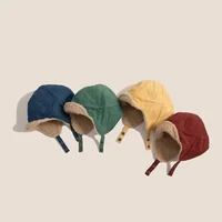Korean Style Winter Fleece Lined Ear Flap Hat Warm Windproof Outdoor Cap for 2-6Y Boys Girls Kids Accessory