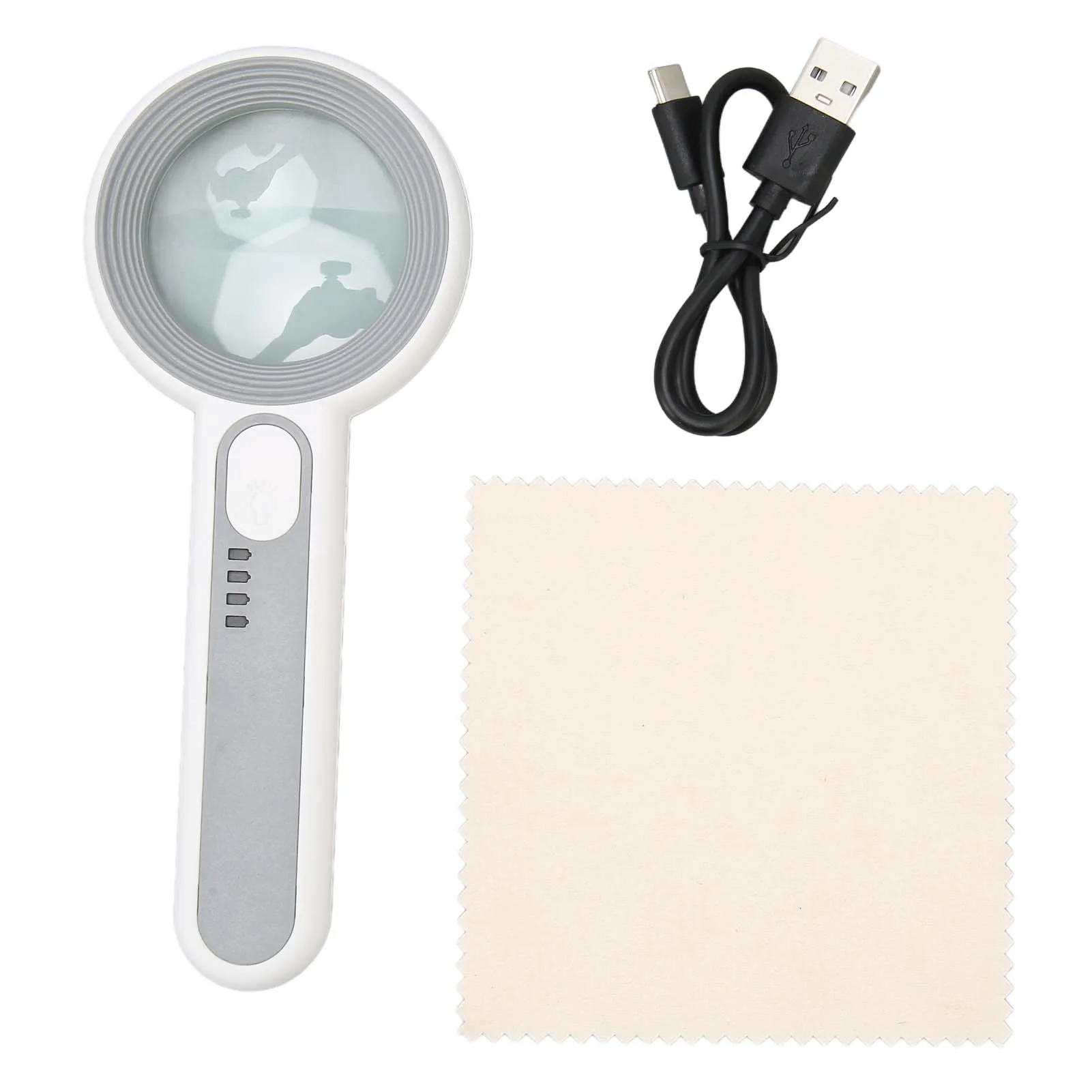 

LED Magnifying Glass Dimmable Handheld LED Illuminated Magnifier Long Handle Lightweight 5X for Inspection Coins for Seniors