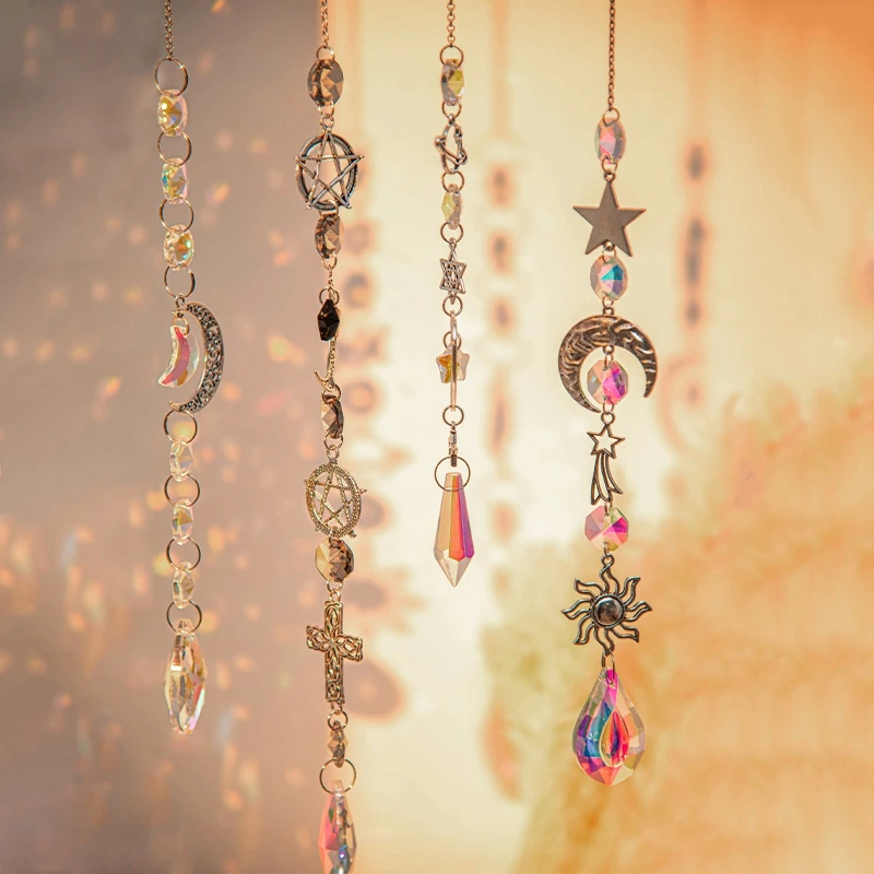 Hanging Wind Chimes Crystal Suncatcher Garden Hanging Pendant Outdoor Home Ornament Moon Catcher Pendant Wind Music Bell 2