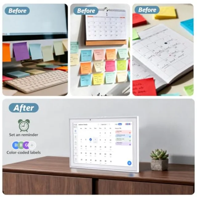 10.1 inch Smart Digital Calendar and Chore Chart, 1920 * 1080P Full HD Touchscreen Interactive Display, Desk Planner with Meal