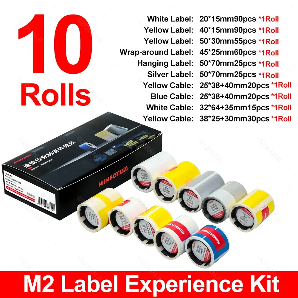 Thermal Transfer Labels for Niimbot M2 Label Printer Color Ribbon Printing Outdoor Home Office 20-50mm Width Cable Round Sticker