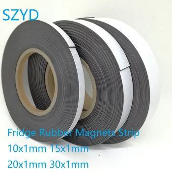 5 10 metri/lotto magneti in gomma per frigorifero larghezza striscia 10/15/20/30mm spessore 1mm con nastro magnetico flessibile autoadesivo 1