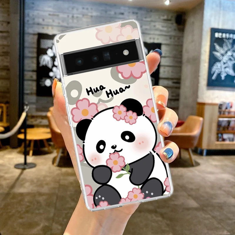 Clear TPU Phone Case with Cartoon Panda Design