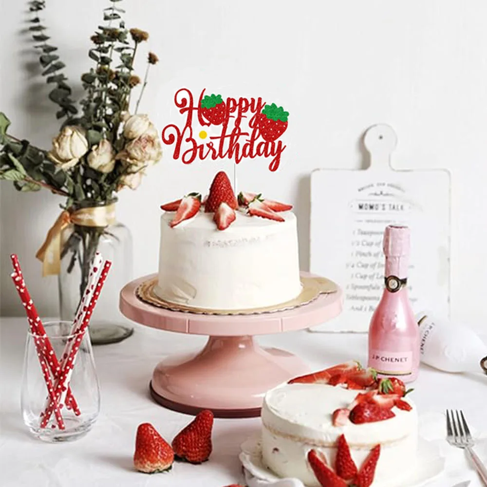 Decorazione per torta con glitter a forma di fragola