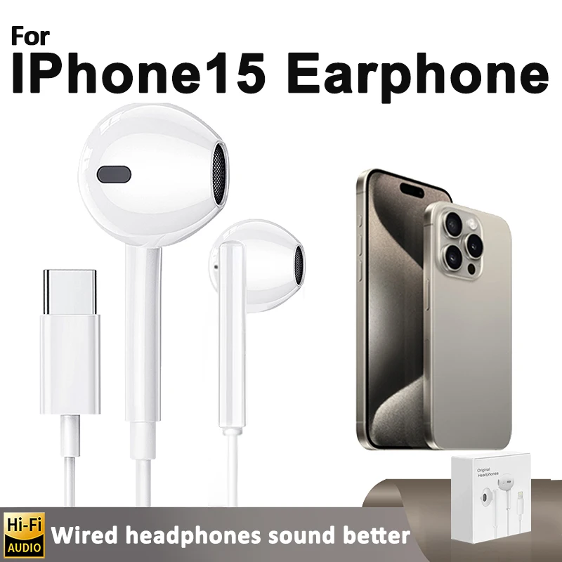 Наушники для Apple 15 USB C для iPhone 14 Pro Max 13 12 11 X XS 8 Plus, проводные наушники для вызова, гарнитуры-вкладыши, мониторы, наушники