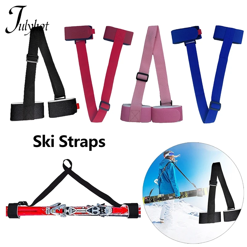 

1pc Skiing Pole Shoulder Hand Carrier Lash Handle Straps Adjustable Hook Loop Protecting Black Nylon Ski Handle Strap Bag