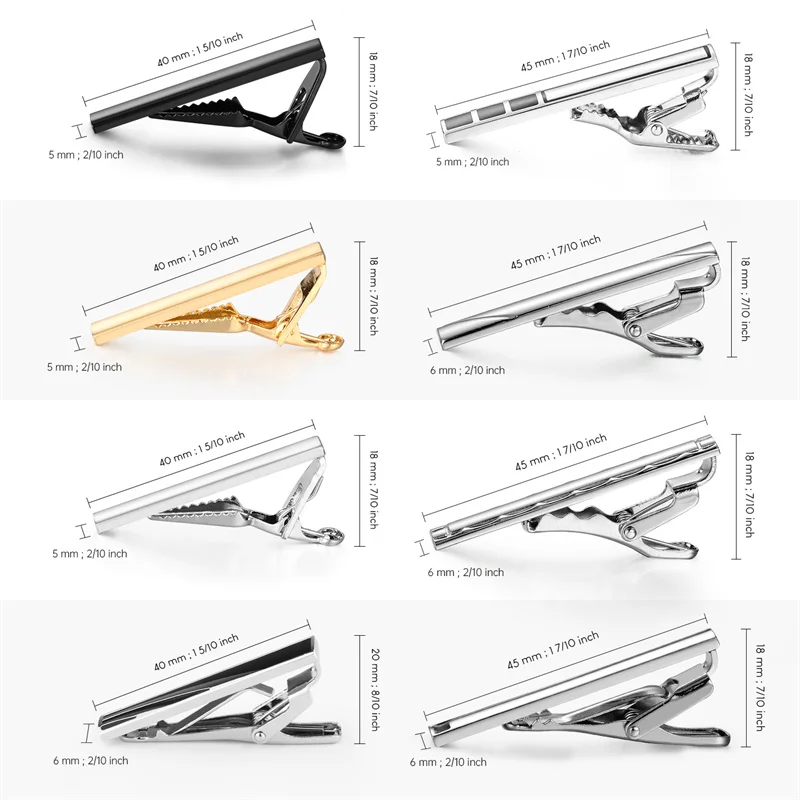 Lot De 8 Pinces à Cravate Homme - En Métal Avec Chaîne | Design Minimaliste | Pour Mariage, Bureau Ou Cadeau