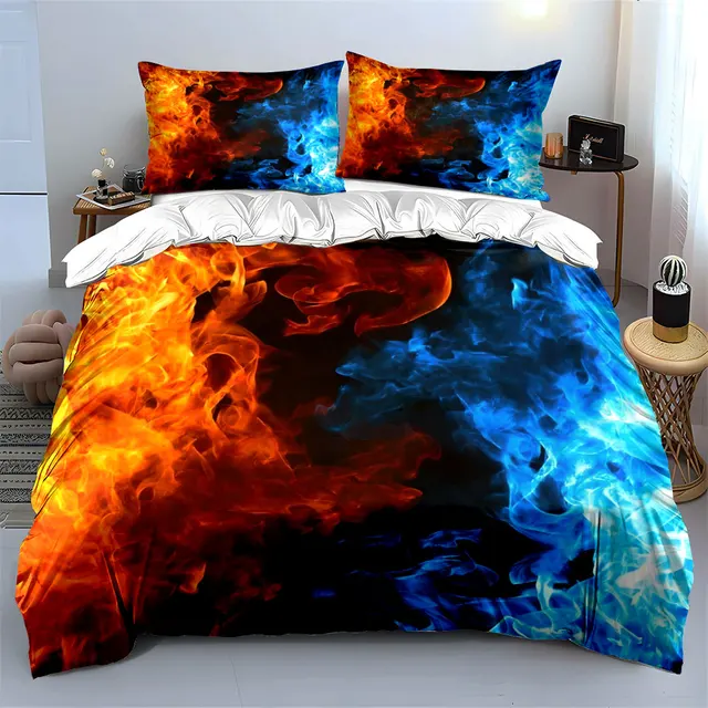 Ensemble de literie Fire and Ice Art Decor avec 1 housse de couette et 2 taies d'oreiller, simple, double, king, queen, cadeau 1