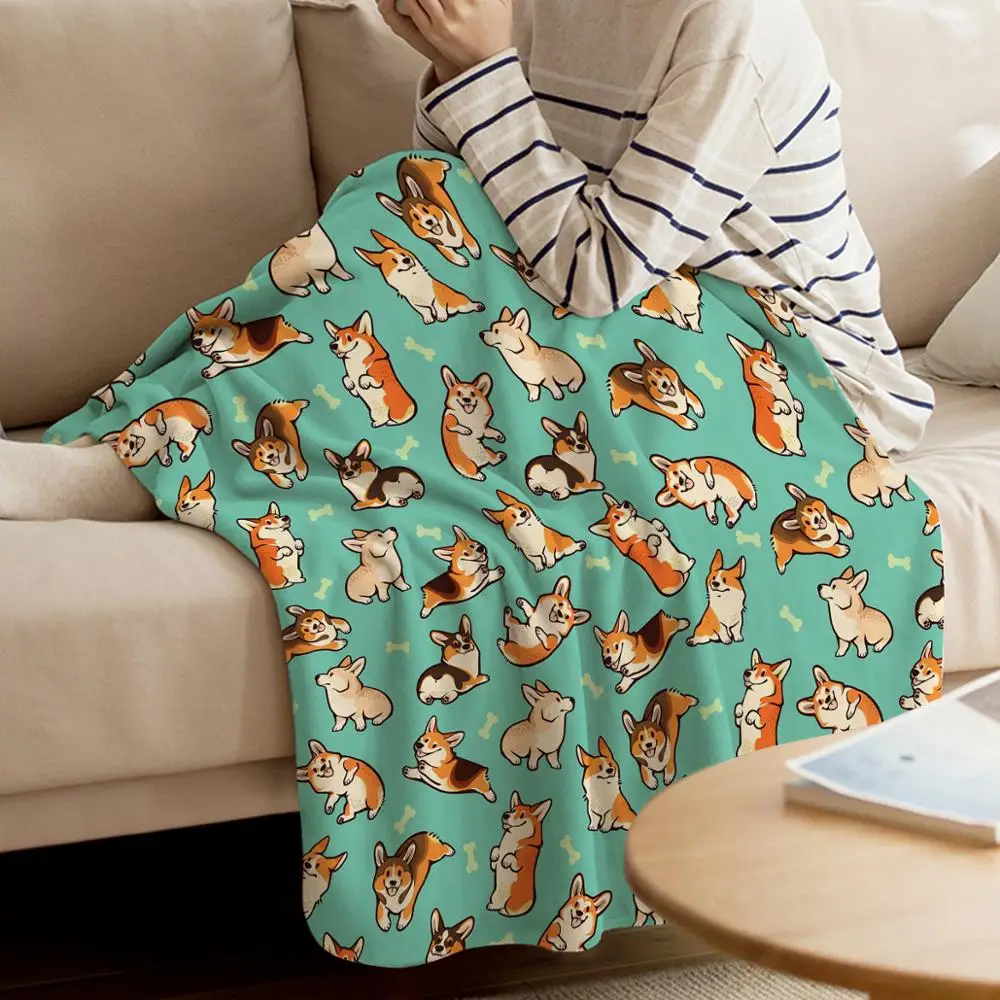  Corgi Dog Print Throw Blanket Cartoon Puppy Fleece Blanket  Heart Pattern Bed Blanket for Couch or Bed Cute Pet Cats Blanket Soft Warm  Lightweight for Kids Adults Women Gift(40x50 Inches) 