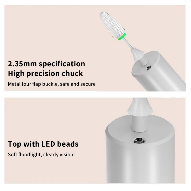 새로운 무선 네일 드릴 35000RPM 매니큐어 커터 네일 리페어 페디큐어 밀링 커터 폴리셔 샌더 USB 충전식 네일 파일